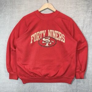 San‎ Francisco 49ers Sweatshirt Mens Medium Red Crewneck Vintage USA Distressed